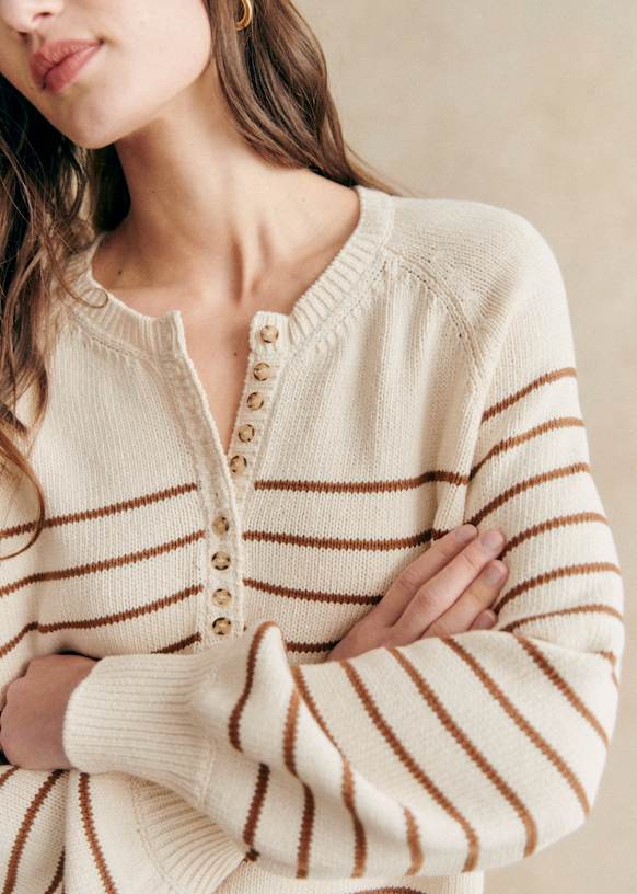 2024高い素材  / Ecru - Jumper Léontine Camel Sézane - textile organic - cotton Organic - トップス
