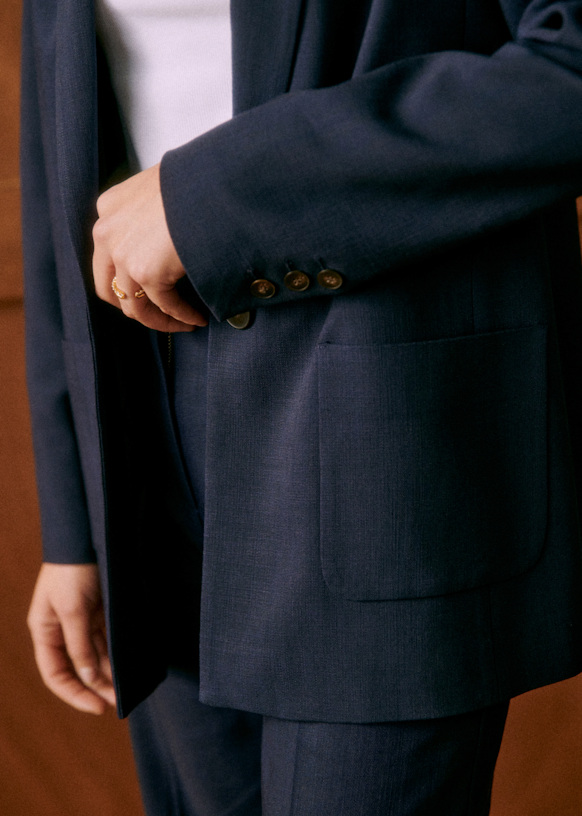 Romane Jacket - Navy Blue - Viscose ECOVERO™ LENZING™ - Sézane
