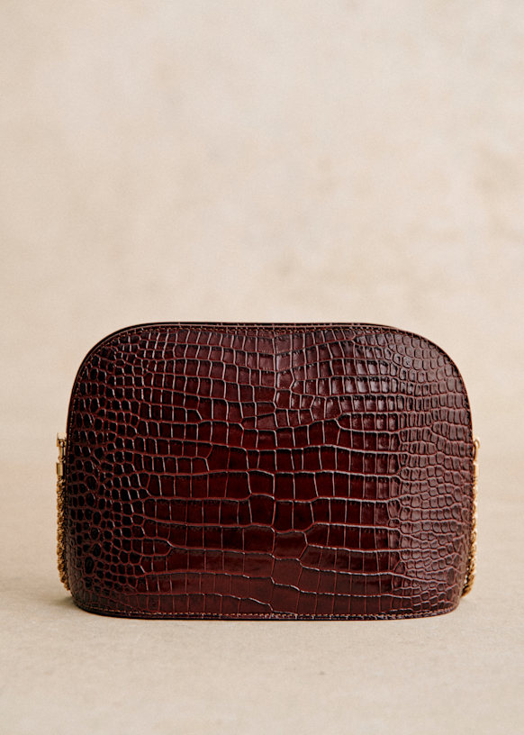 Victor Bag - Chocolate Croco Print - Bovine leather - Sézane