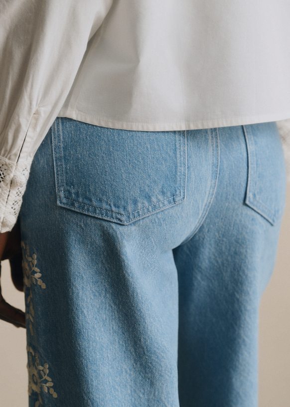 Valentin Trousers - Sézane x SEA NY - Denim Blue with Cream