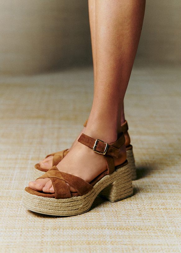 Manon Espadrilles - Black - Split cowhide leather - Sézane