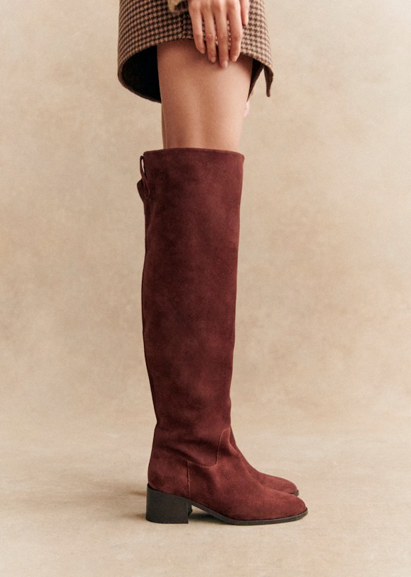 Molly Low Thigh High Boots Black Bovine leather Sezane