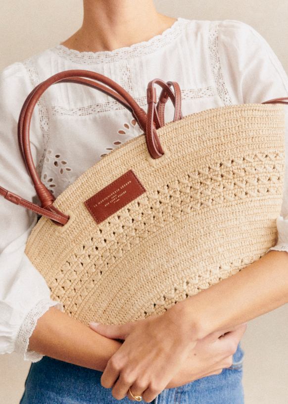 Justine Basket Bag - Natural perforated raffia - Raffia - Octobre
