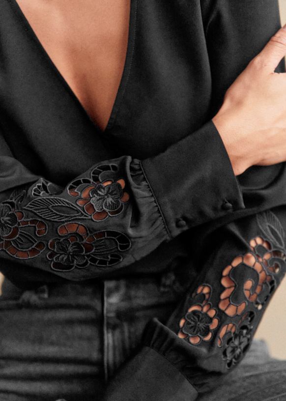 Albine Blouse - Black - Silk - Sézane