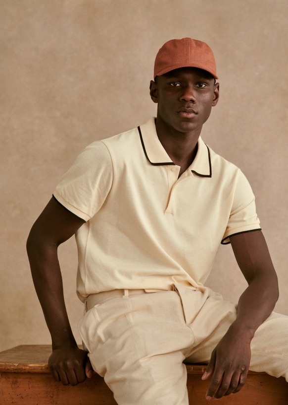 Brown and white polo shirt sale