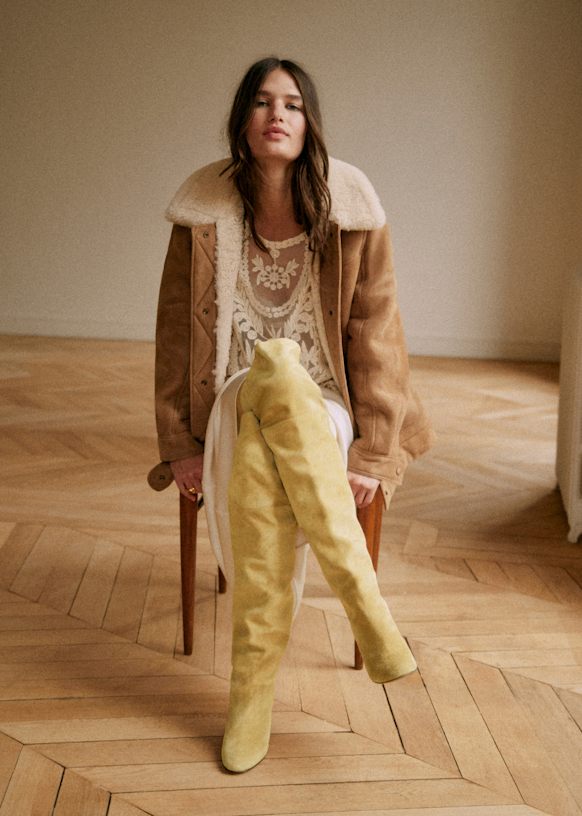 Orange suede thigh high boots cheap