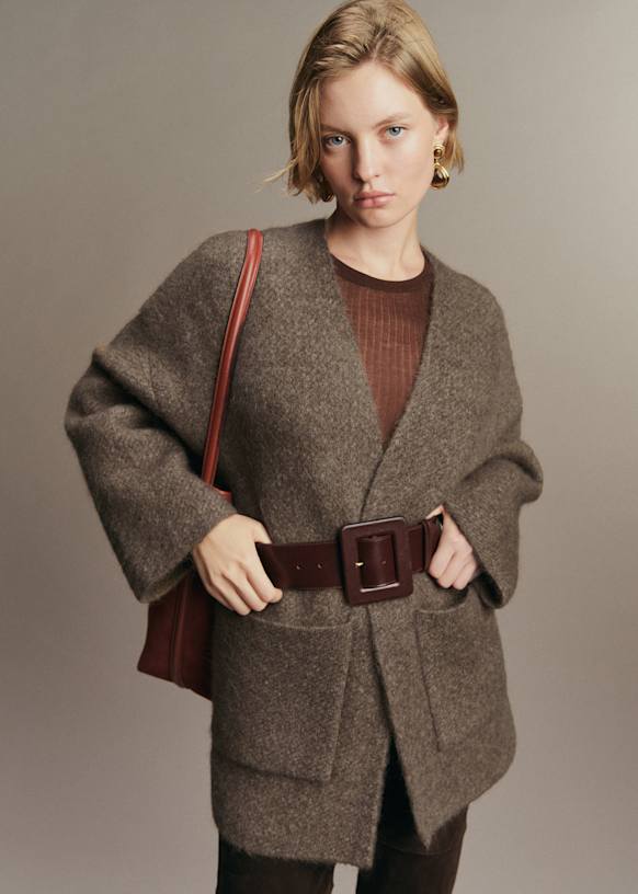 Oscar Jacket - Brown Pink Ecru Checks - Kid mohair - Sézane