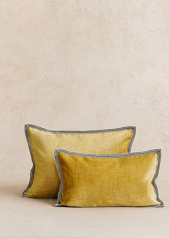 Textured Velvet Cushion Small model Honey Sezane