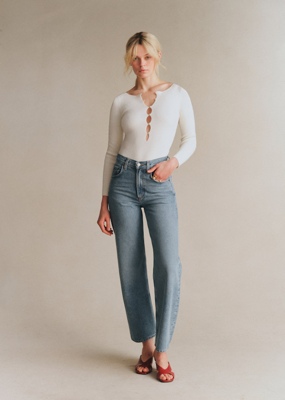 Joana ボディスーツ - エクリュ - メリノウール - Sézane