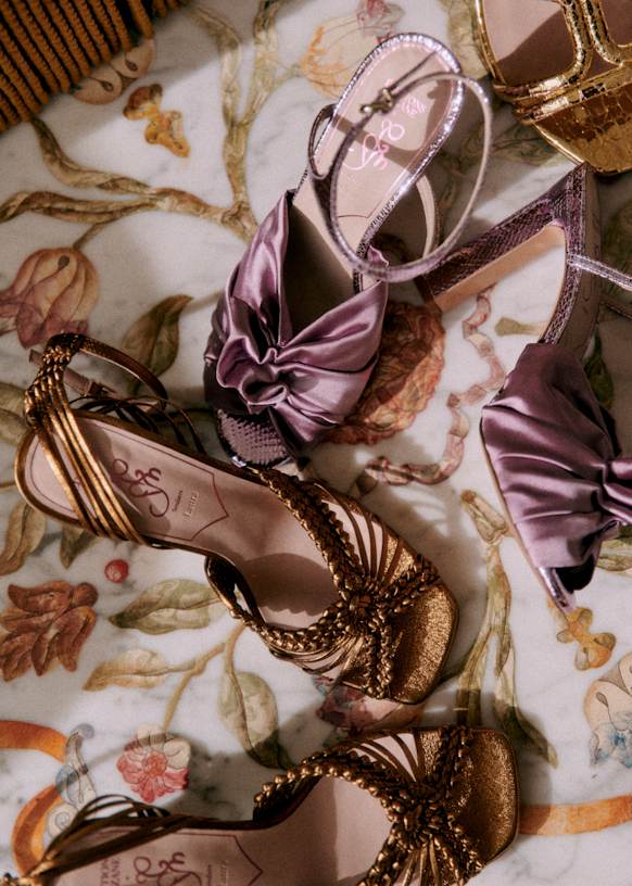 Marlene Sandals - CFM Souliers x Editions Sézane - Embossed/ Satin