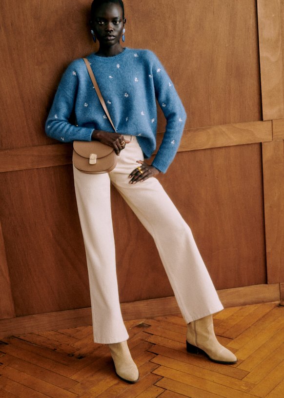 Hugh セーター - ブルー／エクリュ - キッドモヘア - Sézane