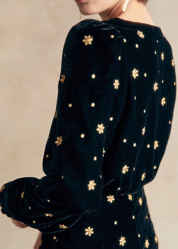 Galeo Blouse - Flower and polka dot embroidery - Polyester