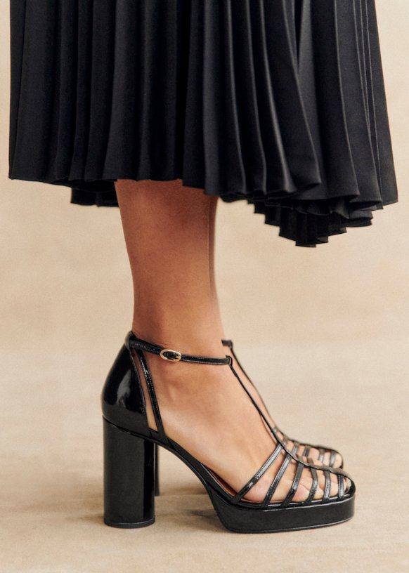 Daria High sandals - Patent Black - Sheep leather - Sézane