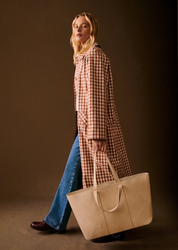 Clyde Coat - Brown Gingham/ Ecru - Organic cotton - organic
