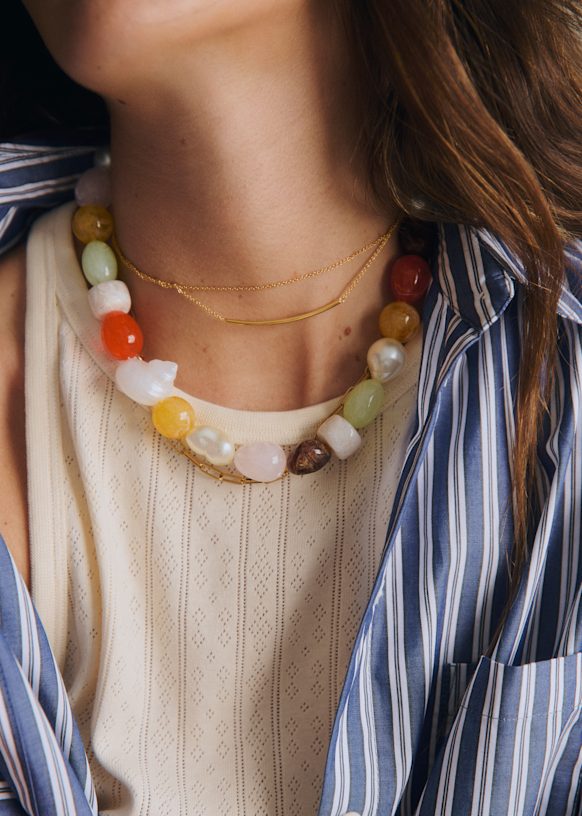 Joanna Necklace - Pink/ Multicolored - Resin - Sézane