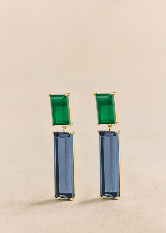 関税送料無【sezane】Gioピアス 真鍮＆ガラス マルチカラー Jean Earrings - Pink/ Multicoloured - Glass - Sézane