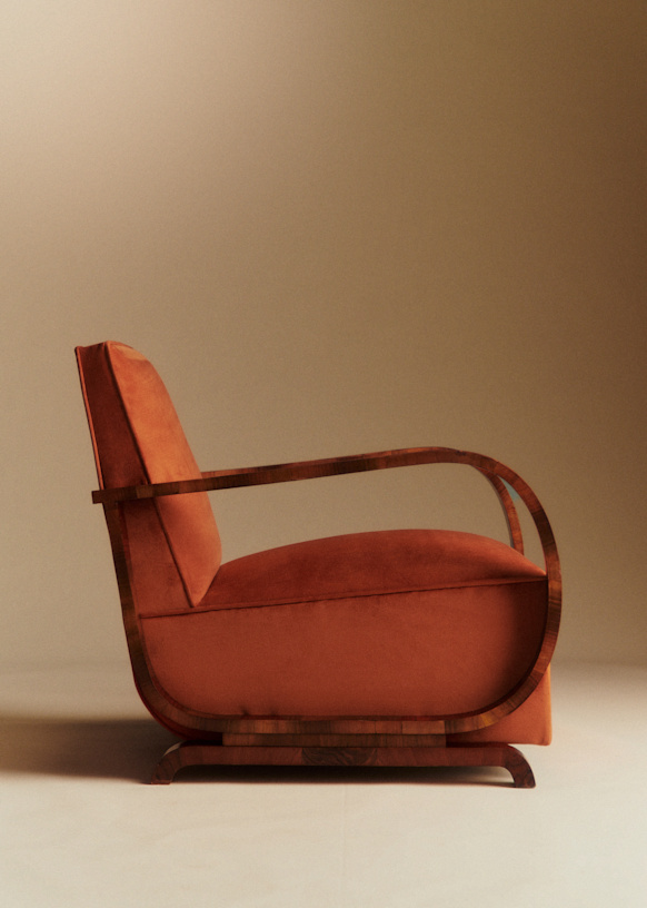 Fauteuil art déco vintage en alcanta - Orange - Sézane
