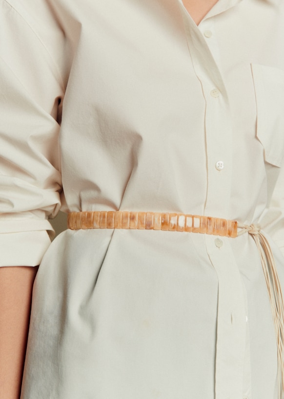 beige and sage green dress L'agence Callen Shirt Dress In Biscuit main image 0