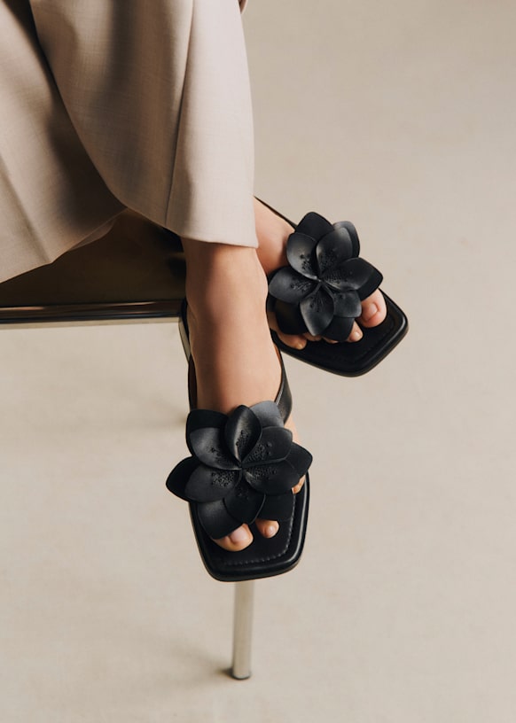 Mules Low Coralie - Noir Lisse - Cuir caprin - Sézane