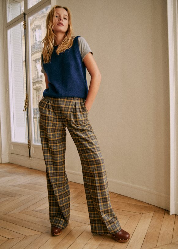 Théophile Trousers - Giallo Checks - Recycled wool - Sézane