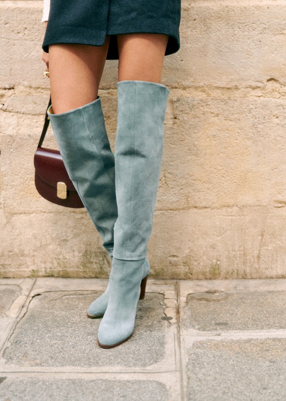 Anaelle Thigh High Boots - Blue - Sézane