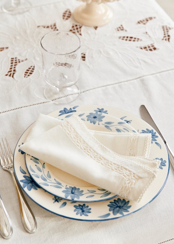 Set of 4 dessert plates - Garden Flowers - Vintage Blue - Sézane