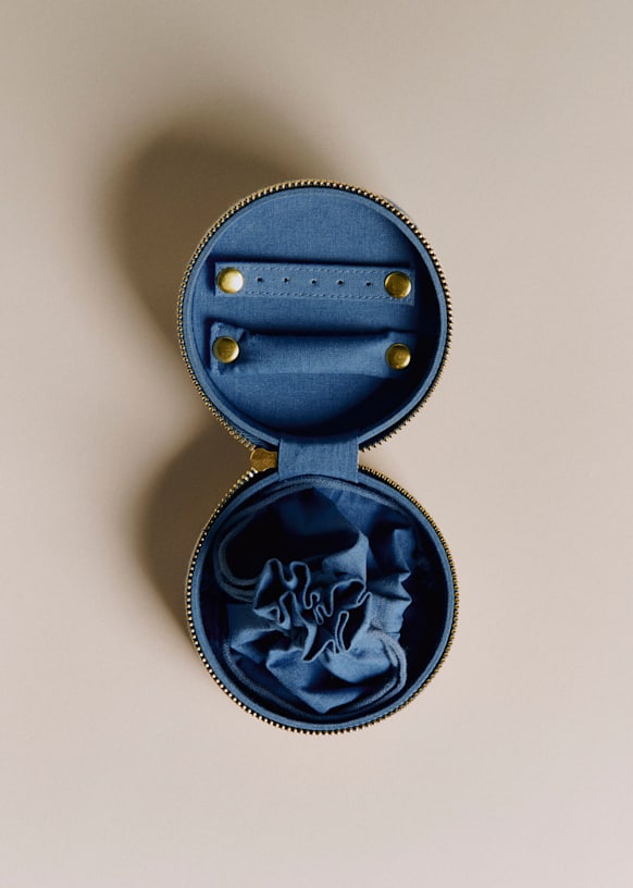 希少  ジュエルリップ ケース のみ　ブルーハート廃盤 ヴィンテージ ジュエリーケース - ヴィンテージブルー ハート 刺繍 - GRS認定