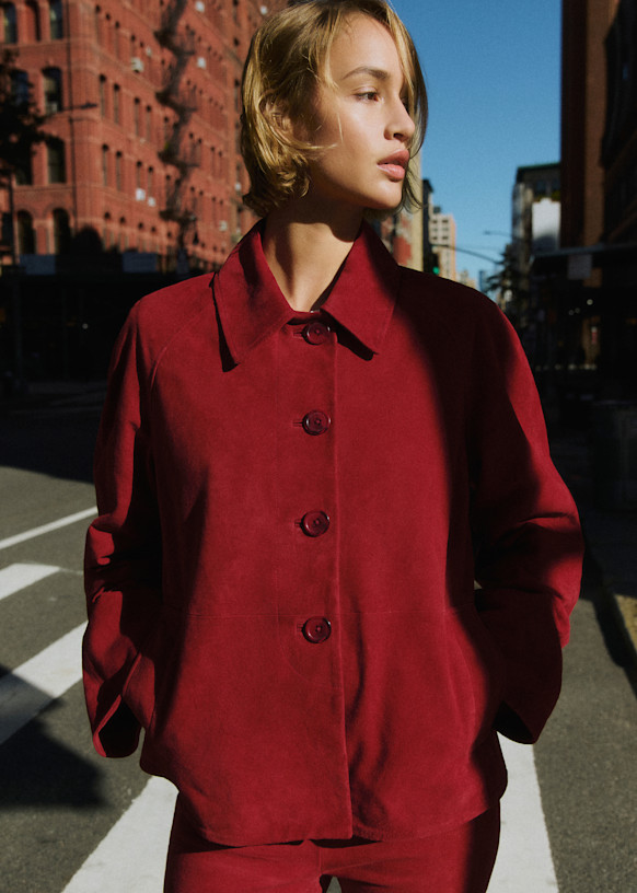 Robbin Jacket - Dark Red - Goat leather - Sézane