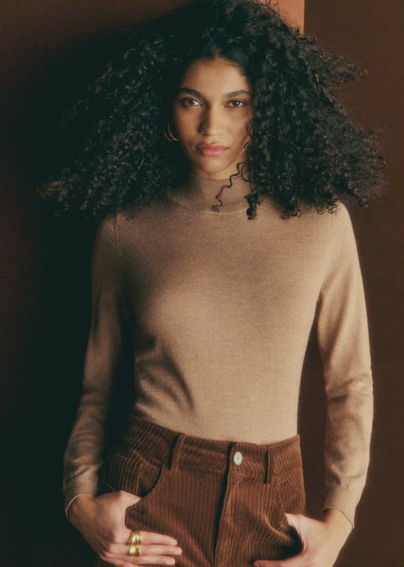 Pull Jacob - Camel - Laine Mérinos - Sézane