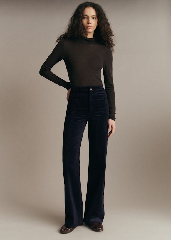 New 70's Trousers - Denim Blue - Cotton - Sézane