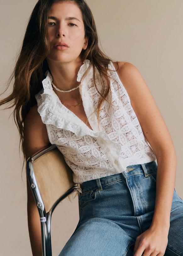 Hemd Celinda - Ecru aus Guipure-Spitze - Bio-Baumwolle - Sézane