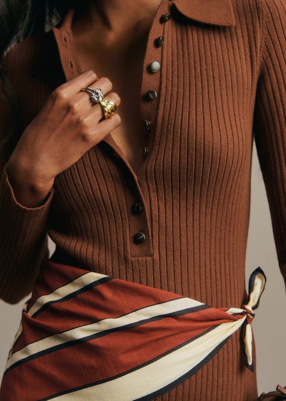 Leandra Dress - Chestnut Brown - Merino Wool - Sézane