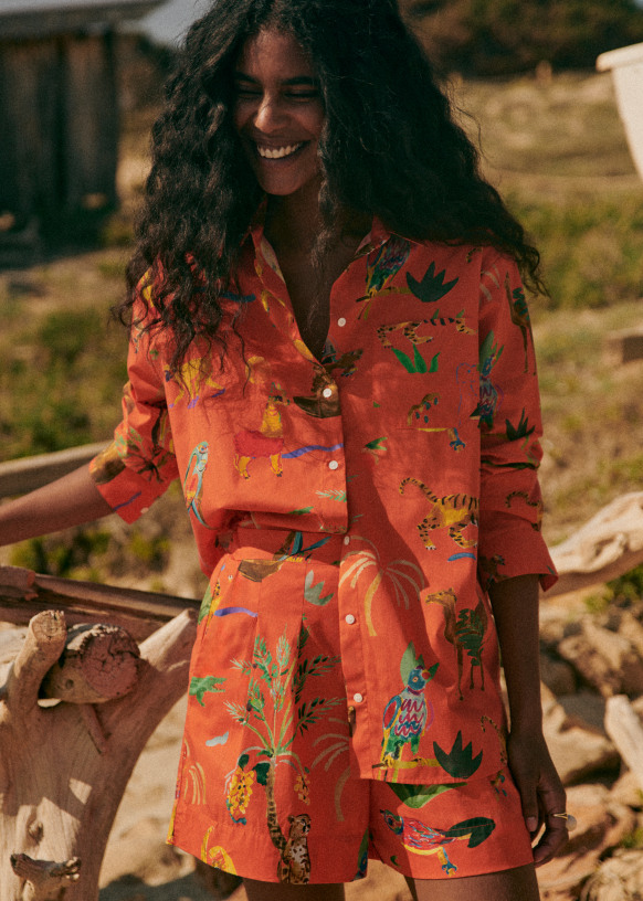 Nicolo Short - Sézane x G.KERO - Coral animals - Organic cotton