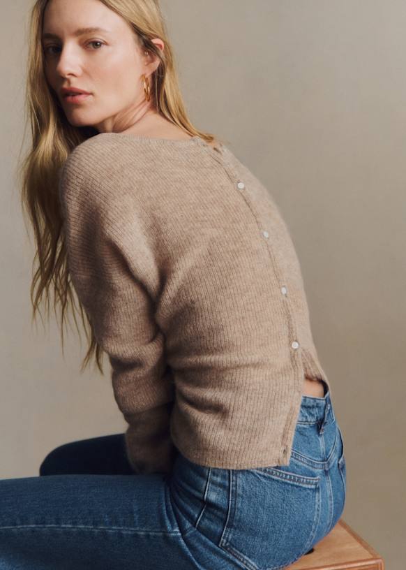 Gaspardカーディガン - ライトベージュ - スーパーキッドモヘア - Sézane