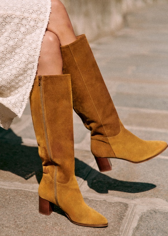 Adèle Boots - Black - Split cowhide leather - Sézane