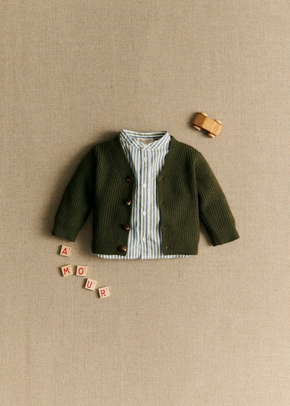 seed and soil オーガニックコットンカーディガン(olive) Organic cotton cardigan(olive) – seed and soil