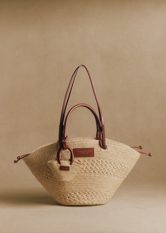 Justine Basket Bag - Natural Perforated Raffia - Raffia - Sézane