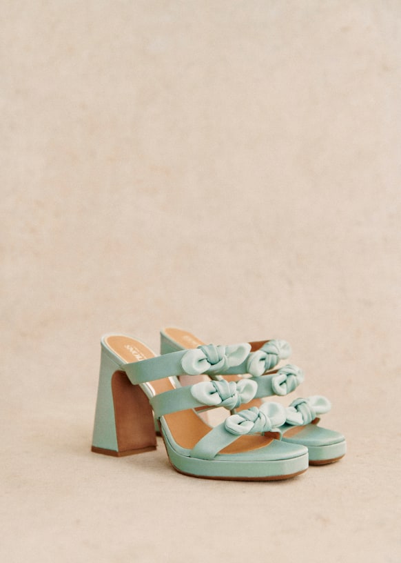 Green satin mules new arrivals