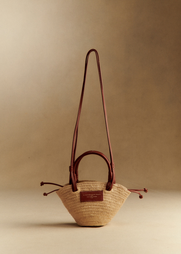 Sézane かごバッグ ベージュ Justine Mini Basket Bag - Natural Raffia - Raffia - Sézane