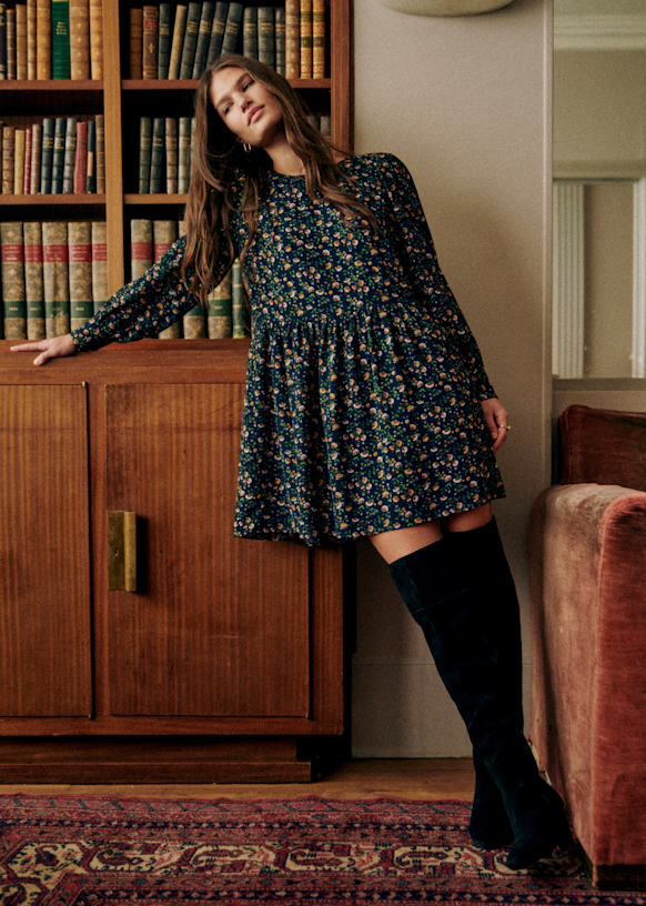 Andretta ドレス - ネイビー Miranda プリント - ビスコース - Sézane