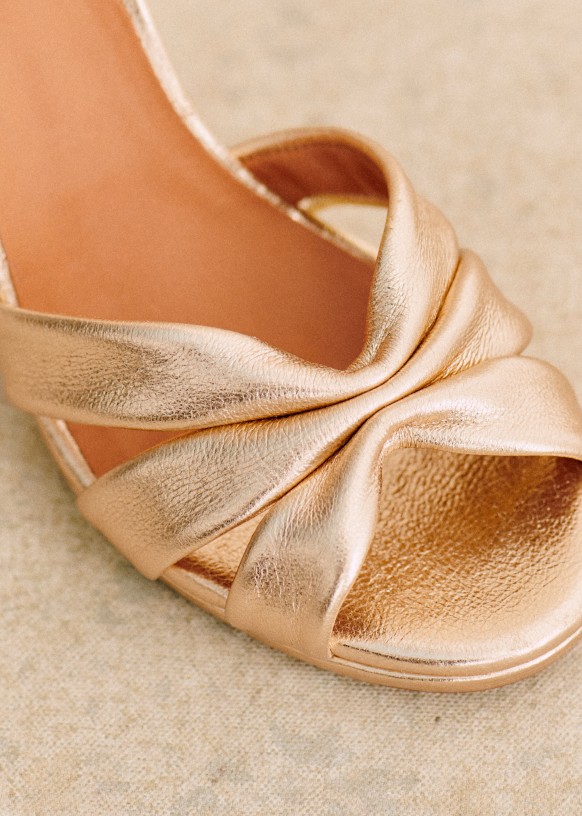 Lucille High sandals Smooth Gold Smooth metallic effect sheepskin leather Sezane