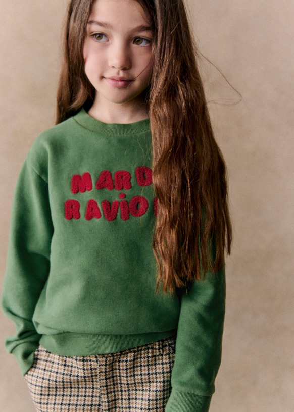 Mardi Ravioli Sweat Shirt Green Terracotta Organic cotton organic textile Sezane