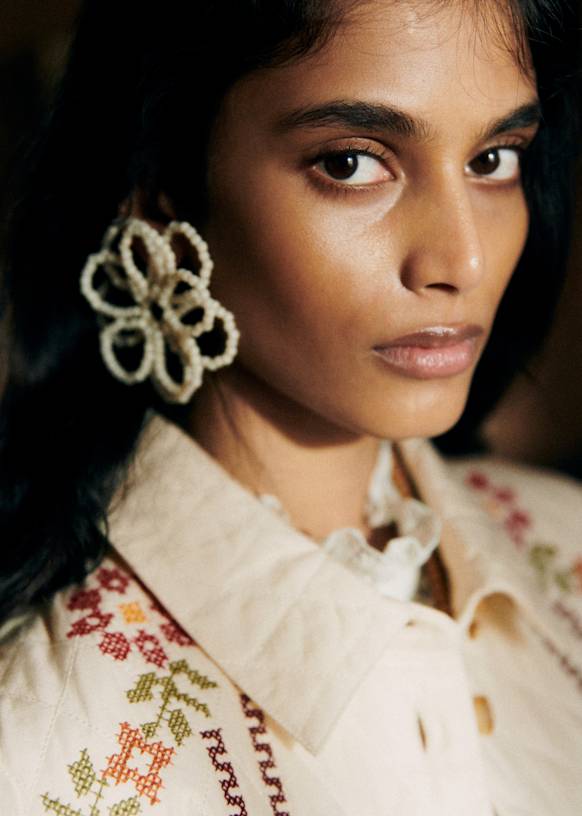 Liah Jacket - Sézane x Lucia Vergara - Ecru with Jazmin Embroidery