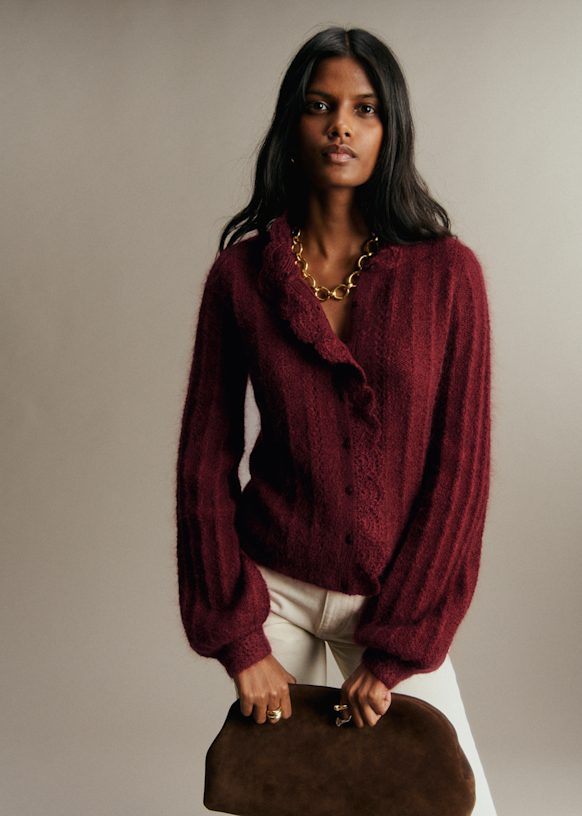 Adeline Cardigan - Burgundy - Kid mohair - Sézane