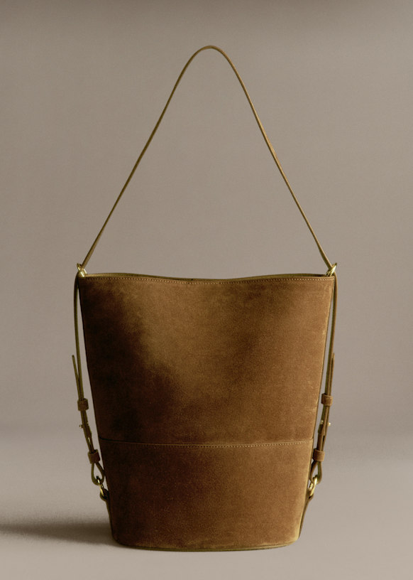 SÉZANE MAXI ギャリー バケット トープ Gary Maxi Bag - Choco - Split cowhide leather - Sézane
