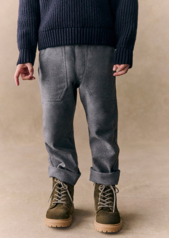 Gaby Trousers - Mottled Grey Flannel - Organic cotton