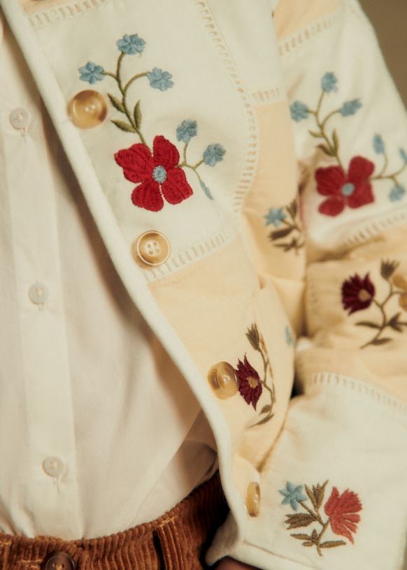 Farelli Jacket - Petit Sézane x Baziszt - Ecru with Botanical