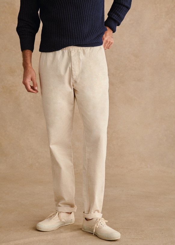 Buy VAN HEUSEN SPORT Natural Solid Cotton Blend Slim Fit Mens Trousers |  Shoppers Stop