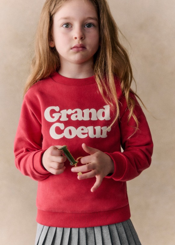 Grand coeur Sweat Shirt Cherry Cream Organic cotton organic textile Sezane