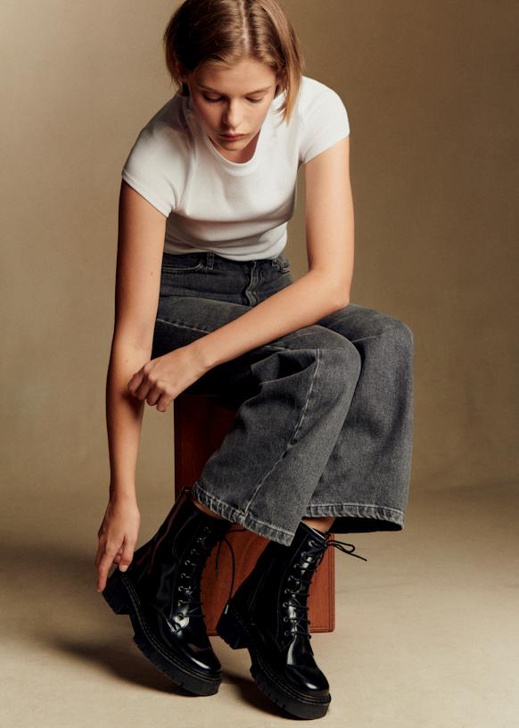 Ashley Ankle Boots - Glossy Black - Bovine leather - Sézane